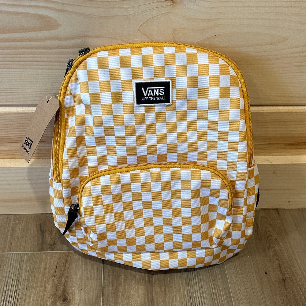 NWT Vans Mustard and White Checkered Mini Backpack